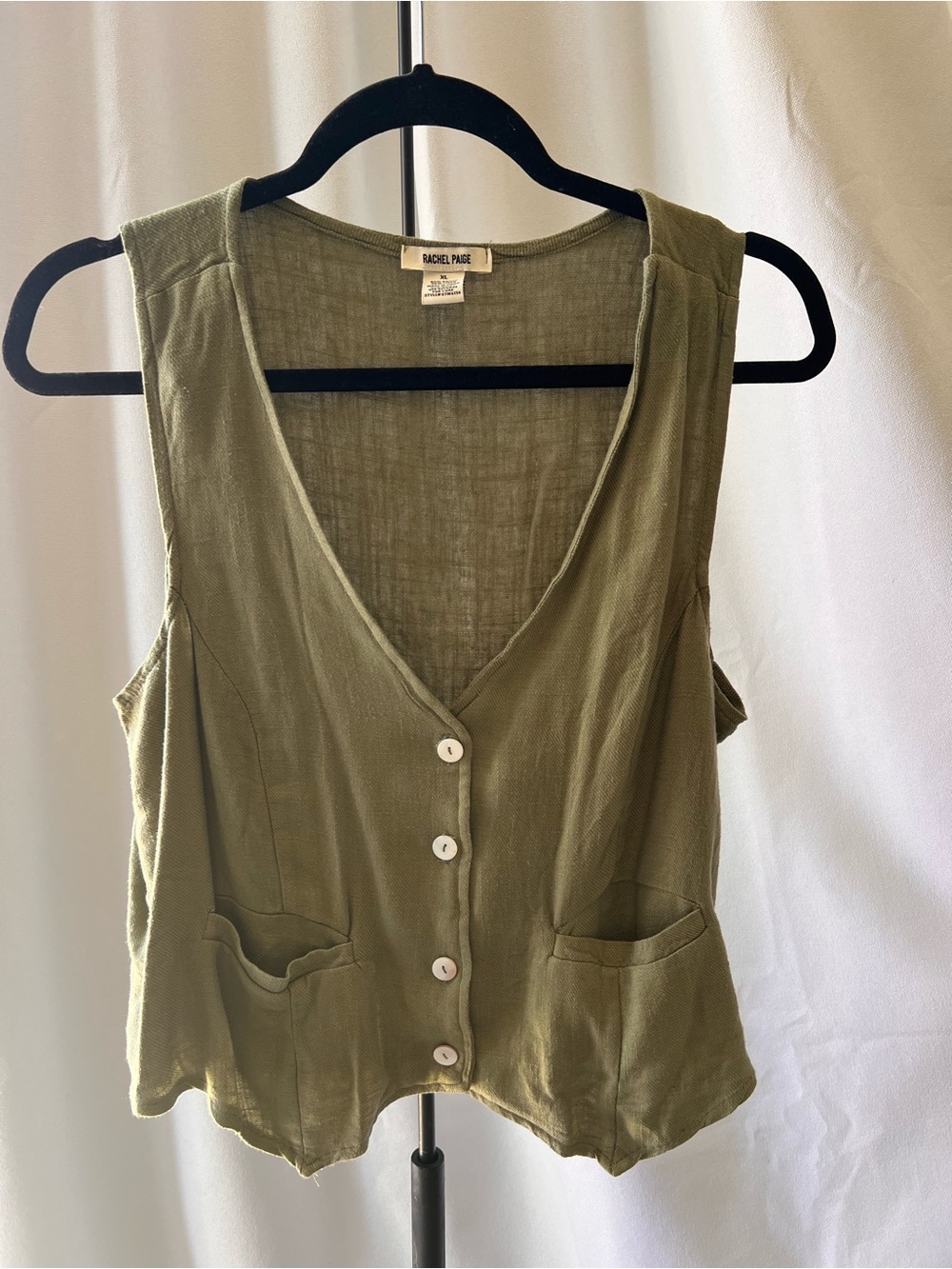 Olive Button-Up Vest Top and Shorts Set